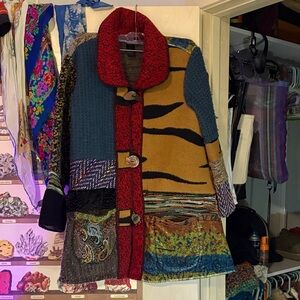 Ali Miles Multicolor Patchwork Women's Coat